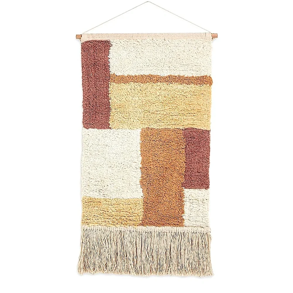 Crane Baby Safari Nursery Décor,Dyed Cotton Wall Hanging, Orange & Cream,14"x21" - Picture 2 of 3